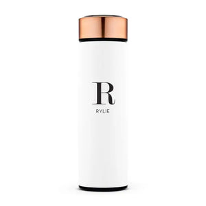 Personalized Stainless Steel Cylinder Travel Bottle - Modern Serif Initial