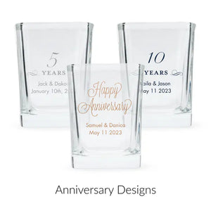 Custom Printed 2 oz. Square Shot Glass Favour - Anniversary | More Occasions