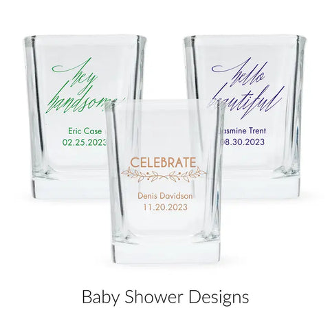 Custom Printed 2 oz. Square Shot Glass Favour - Baby Shower | More Occasions