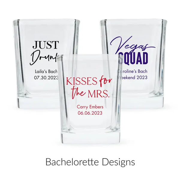 Custom Printed 2 oz. Square Shot Glass Wedding Favour - Bachelorette | More Occasions