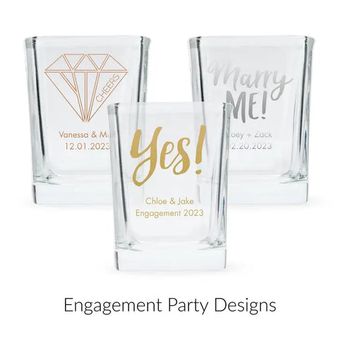 Custom Printed 2 oz. Square Shot Glass Wedding Favour - Engagement Party | More Occasions