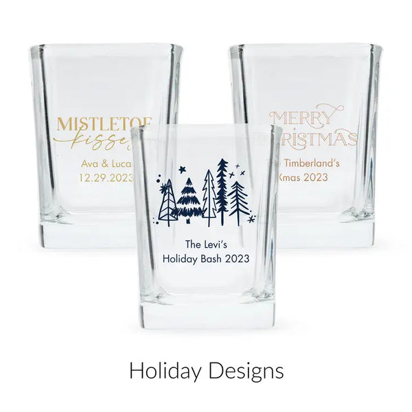 Custom Printed 2 oz. Square Shot Glass Favour - Holiday | More Occasions