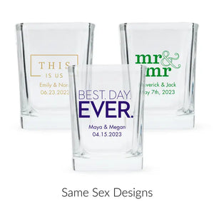 Custom Printed 2 oz. Square Shot Glass Wedding Favor - LGBTQ+ | More Designs