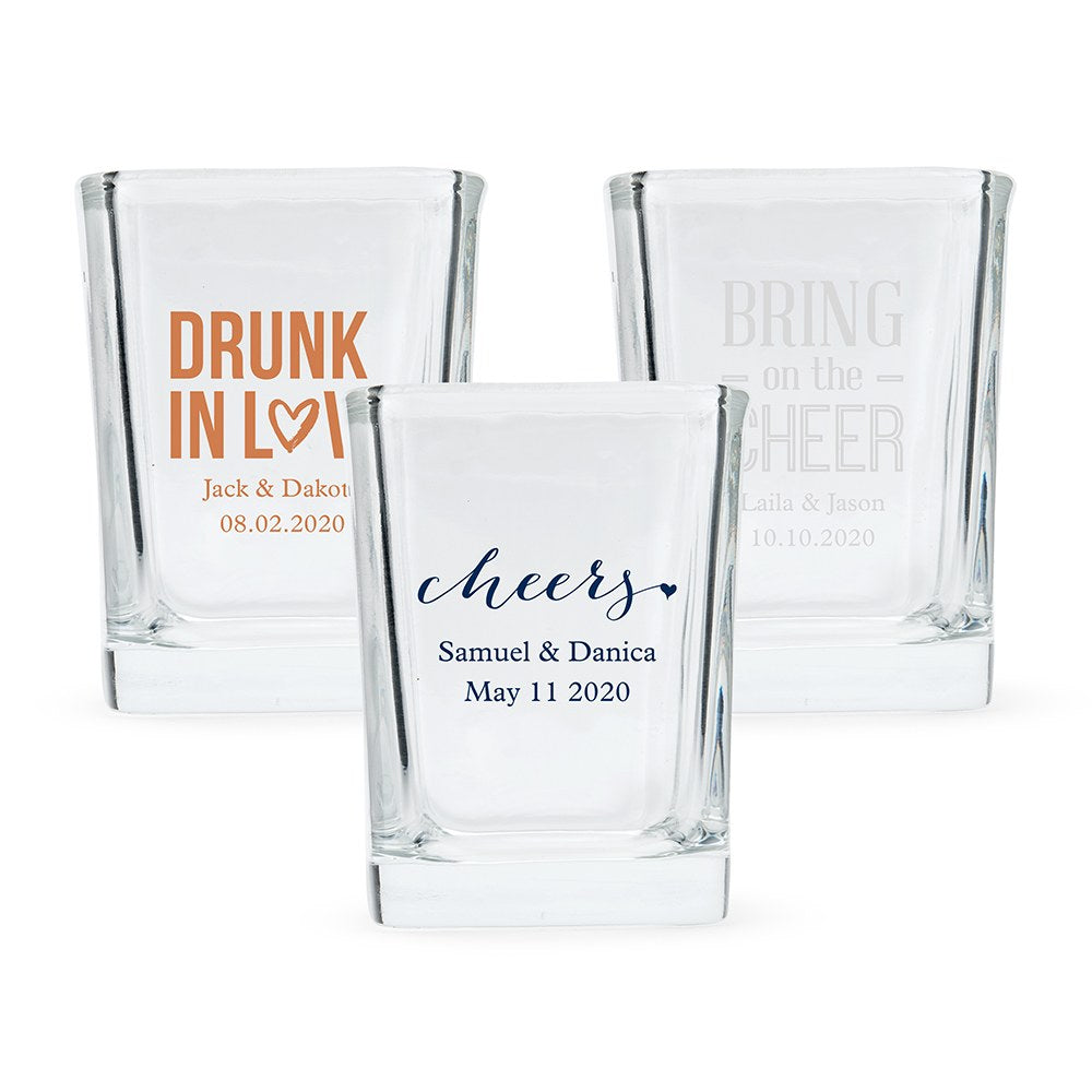 Custom Printed 2 oz. Square Shot Glass Wedding Favour - Wedding | More Occasions