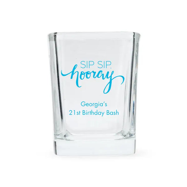 Custom Printed 2 oz. Square Shot Glass Favour - Birthday | More Occasions