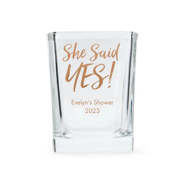 Custom Printed 2 oz. Square Shot Glass Wedding Favour - Bridal Shower | More Occasions