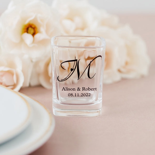 Custom Printed 2 oz. Square Shot Glass Wedding Favour - Wedding | More Occasions