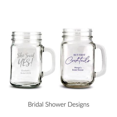 Personalized 12 or 16 oz. Mason Jar Drinking Glass Wedding Favor - Bridal Shower | + More Occasions