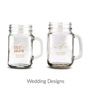 Personalized 12 or 16 oz. Mason Jar Drinking Glass Wedding Favor - Wedding | + More Occasions