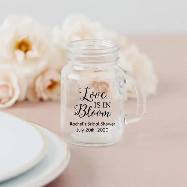 Personalised 4 oz. Mini Mason Jar Shot Glass Wedding Favour - Bridal Shower | More Occasions