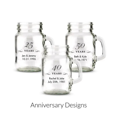 Personalised 4 oz. Mini Mason Jar Shot Glass Favour - Anniversary | More Occasions