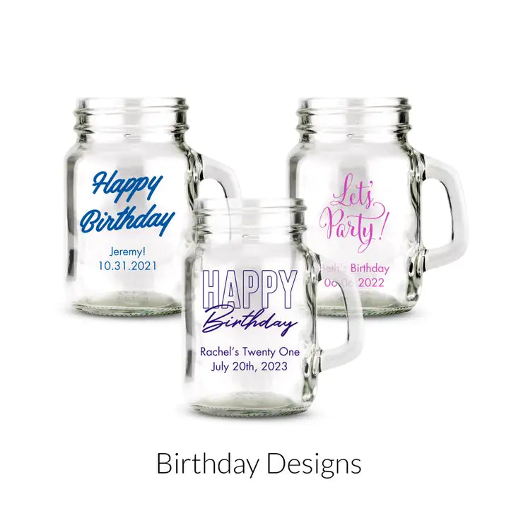 Personalised 4 oz. Mini Mason Jar Shot Glass Favour - Birthday | More Occasions