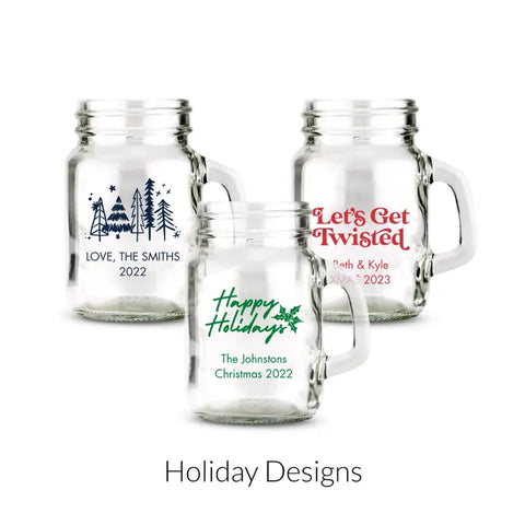 Personalised 4 oz. Mini Mason Jar Shot Glass Favour - Holiday | More Occasions