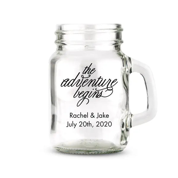 Personalized 4 oz. Mini Mason Jar Shot Glass Wedding Favour - Trendy Sayings | More Designs