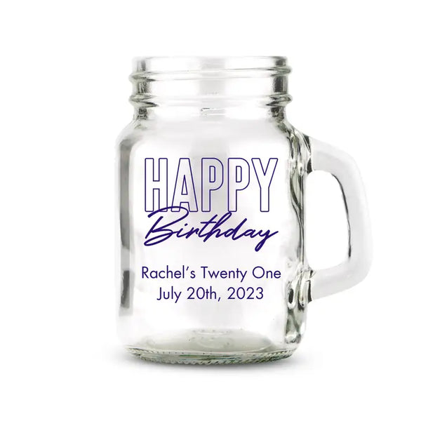 Personalised 4 oz. Mini Mason Jar Shot Glass Favour - Birthday | More Occasions