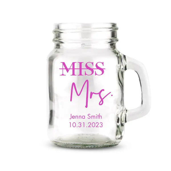 Personalised 4 oz. Mini Mason Jar Shot Glass Wedding Favour - Bachelorette | More Occasions