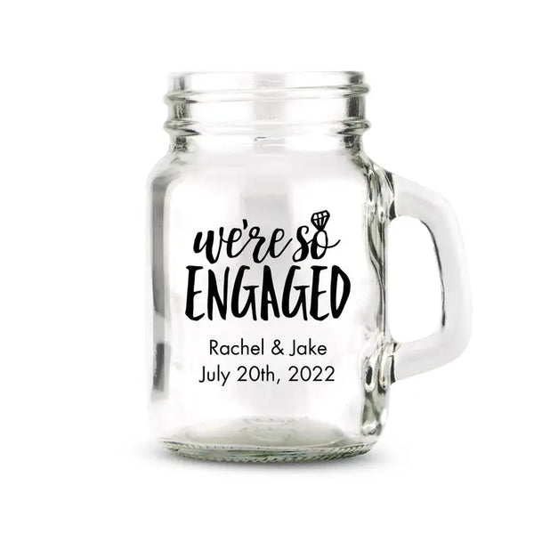 Personalised 4 oz. Mini Mason Jar Shot Glass Wedding Favour - Engagement Party | More Occasions