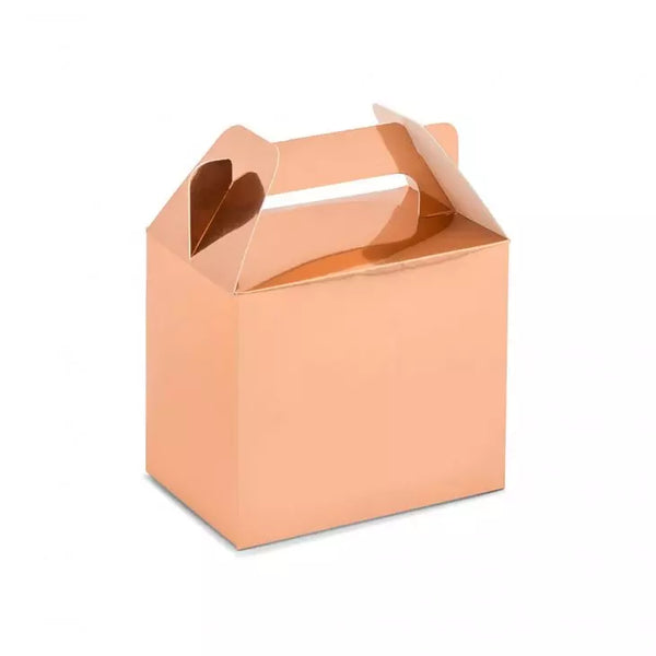 Rose Gold Rectangle Paper Favour Box With Handle