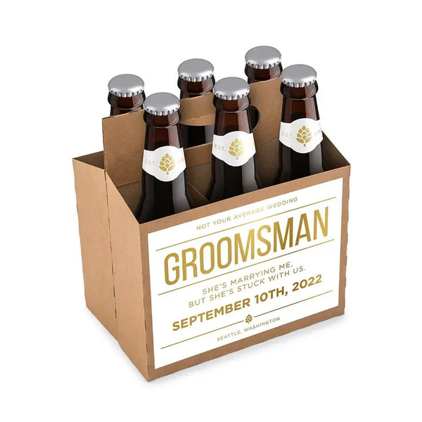 Personalized Cardboard Metallic Label Six-Pack Beer Bottle Caddy - Feeling Crafty