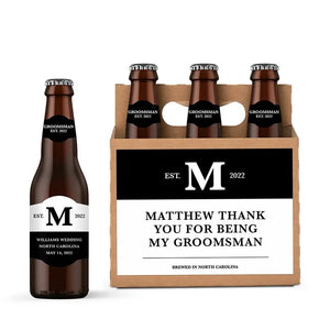 Personalized Cardboard Metallic Label Six-Pack Beer Bottle Caddy - Established