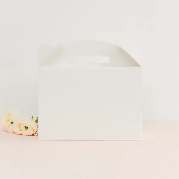 White Rectangle Paper Gift Box With Handle - Blank