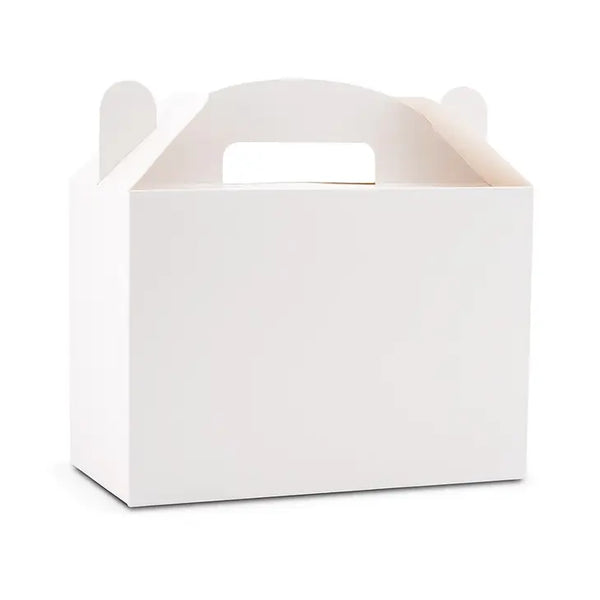 White Rectangle Paper Gift Box With Handle - Blank