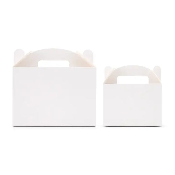 White Rectangle Paper Gift Box With Handle - Blank