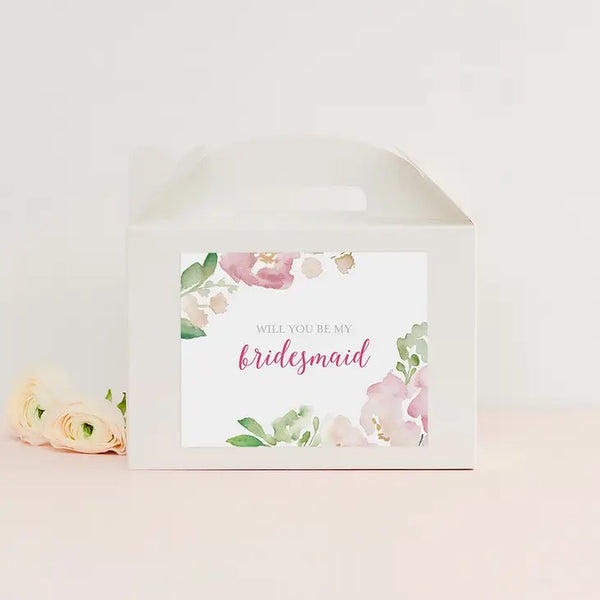 Personalized White Rectangle Paper Gift Box With Handle - Floral Garden Party