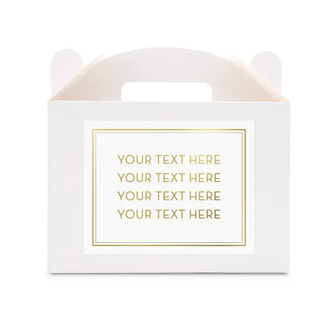 Personalized White Rectangle Paper Gift Box With Handle - Custom Text