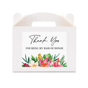 Personalized White Rectangle Paper Gift Box With Handle - Tropical Floral