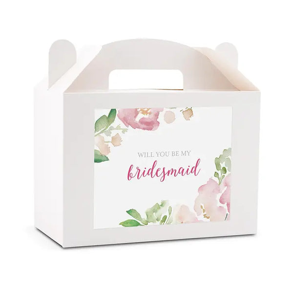 Personalized White Rectangle Paper Gift Box With Handle - Floral Garden Party