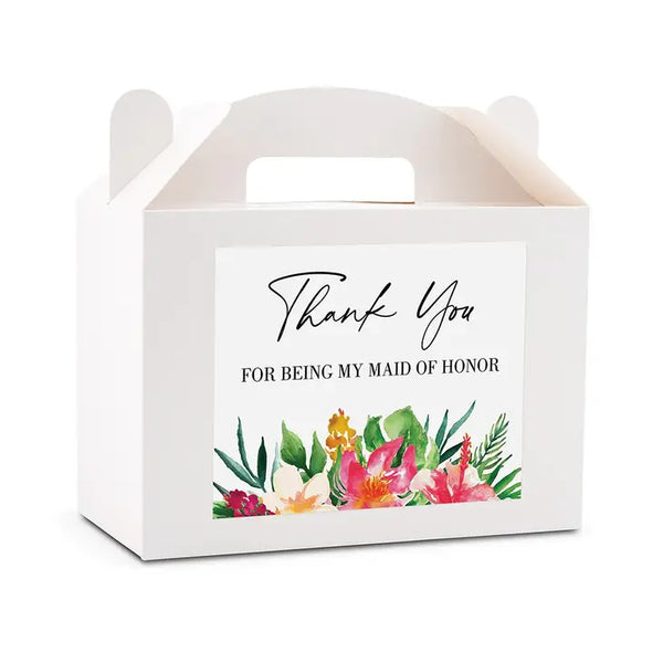 Personalized White Rectangle Paper Gift Box With Handle - Tropical Floral