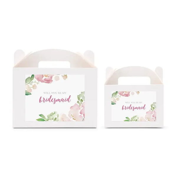 Personalized White Rectangle Paper Gift Box With Handle - Floral Garden Party