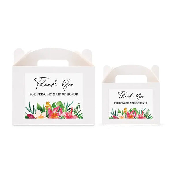 Personalized White Rectangle Paper Gift Box With Handle - Tropical Floral