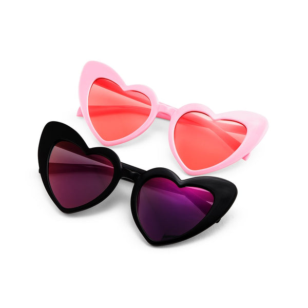 Women’s Unique Shaped Bachelorette Party Sunglasses - Pink Heart Eyes