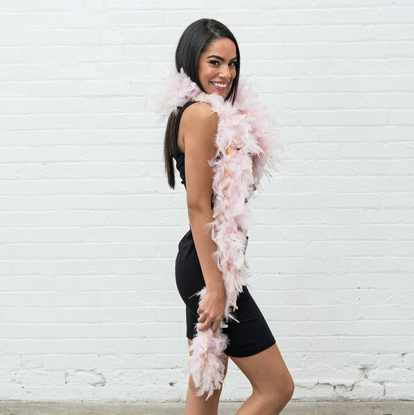 Sparkly Bachelorette Feather Boa - Light Pink