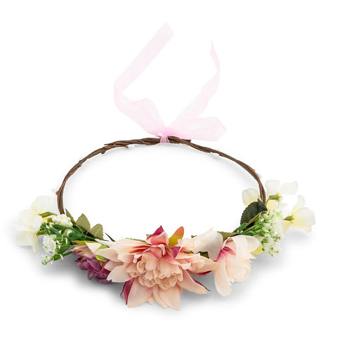 Bridal Party Flower Crown Wreath - Light Pink Dahlia Medley