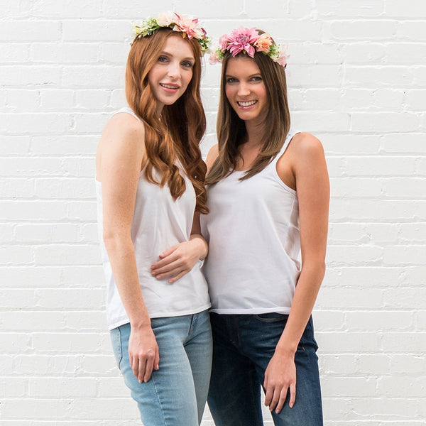 Bridal Party Flower Crown Wreath - Light Pink Dahlia Medley