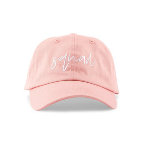 Women's Pink Embroidered Bachelorette Party Dad Hat - Squad Script