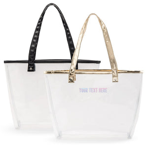 Personalized Clear Plastic Stadium Tote Bag - Custom Text