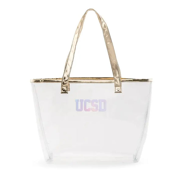 Personalized Clear Plastic Stadium Tote Bag - Collegiate Monogram