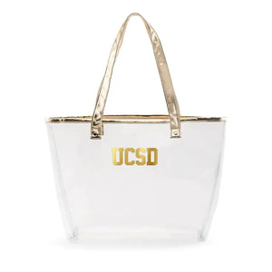 Personalized Clear Plastic Stadium Tote Bag - Collegiate Monogram