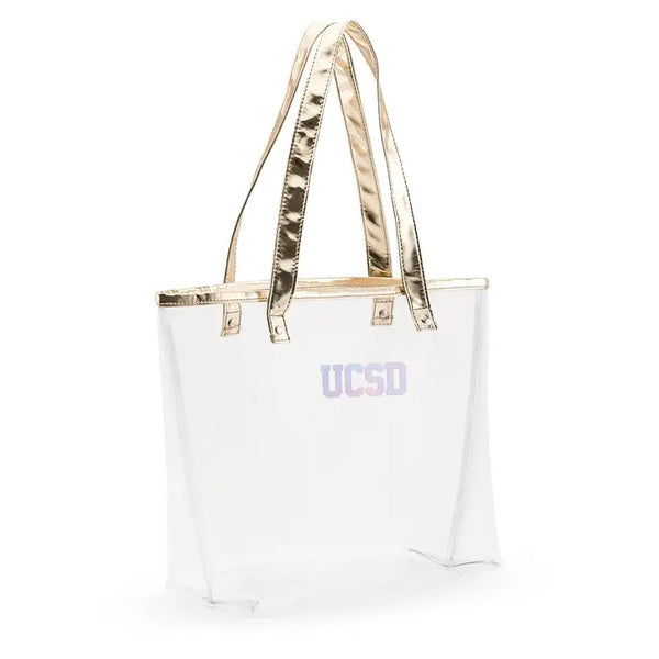 Personalized Clear Plastic Stadium Tote Bag - Collegiate Monogram