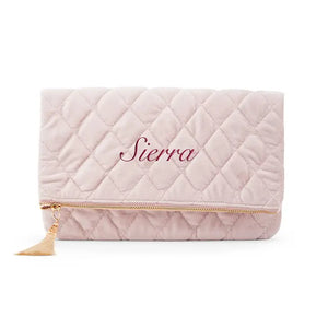 Fold Over Velvet Clutch - Blush Pink