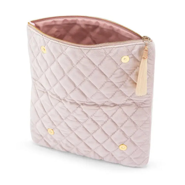 Fold Over Velvet Clutch - Blush Pink