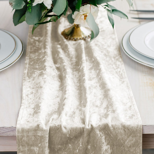 Velvet Table Runner - Ivory White