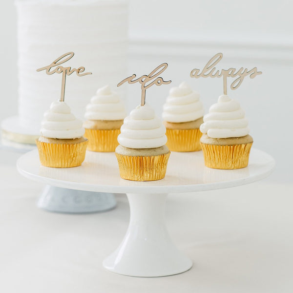 Natural Wood Cupcake Topper Picks - Love Collection - Set Of 12