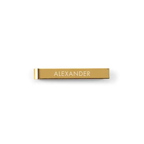 Men's Custom Engraved Stainless Steel Tie Bar - Sans Serif Font