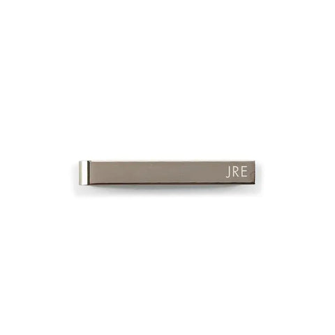 Men's Custom Engraved Stainless Steel Tie Bar - Sans Serif Monogram