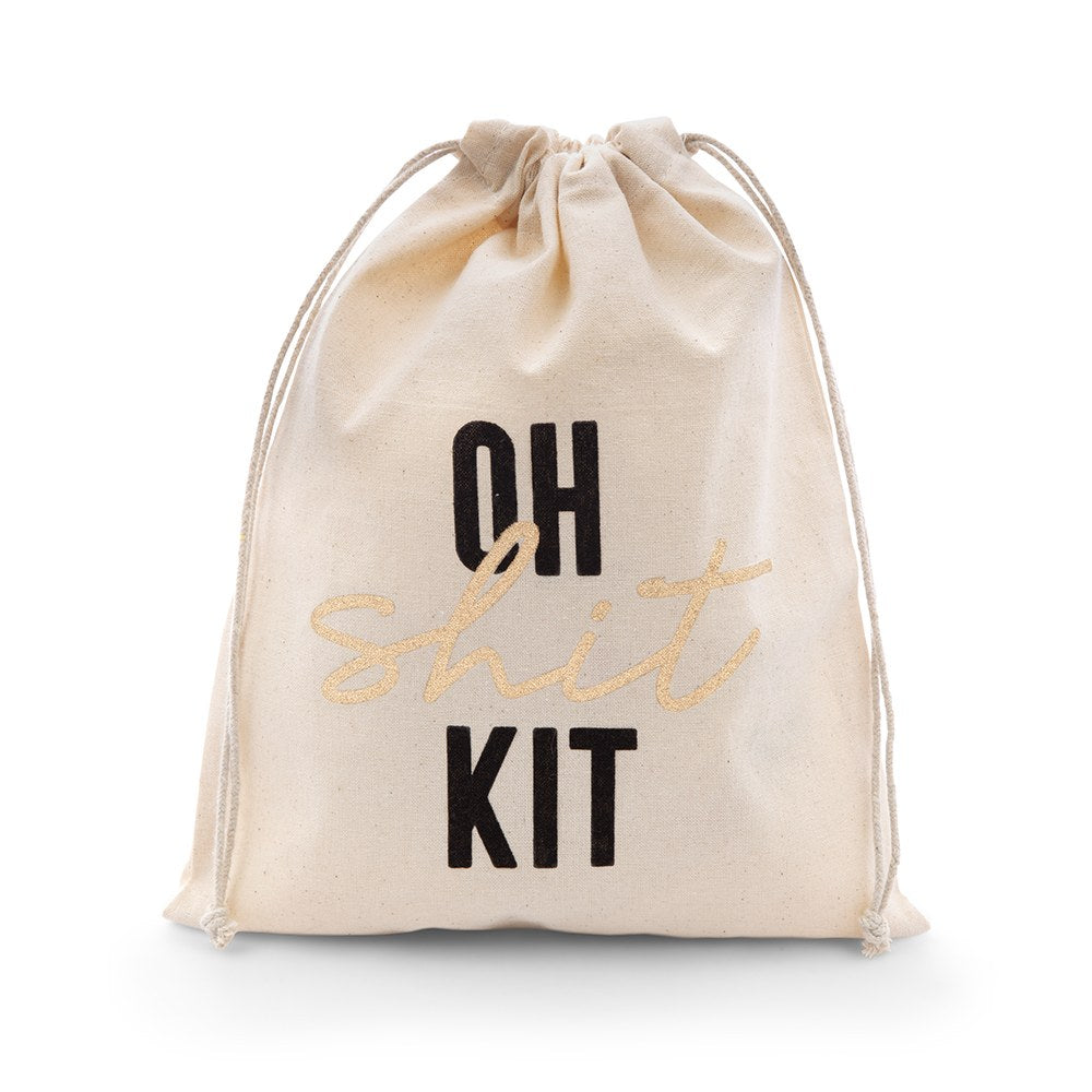 Hangover Survival Kit White Cotton Drawstring Bag - Oh Shit Kit